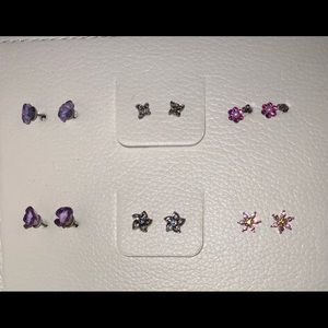 Flower and Butterfly Studs Lot